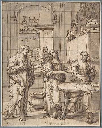 基督在玛莎和玛丽的家里`Christ in the House of Martha and Mary (ca. 1640) by François Perrier