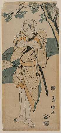 演员一川丹句郎饰演武士`The Actor Ichikawa Danjuro as a Samurai (1769~1825) by Toyokuni Utagawa