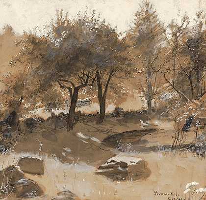山地果园`The Mountain Orchard (1881) by Howard Pyle