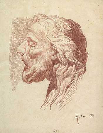 右边是一位留着胡子的老人的头像`Head of a Bearded Old Man in Profile to the Right (1800) by Johann Evangelist Kastner