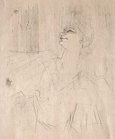 伊维特·吉尔伯特：布鲁昂的梅尼蒙坦特`Yvette Guilbert: à Ménilmontant, de Bruant (1898) by Henri de Toulouse-Lautrec