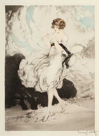 戴雏菊的女士`Lady with a Daisy by Louis Icart