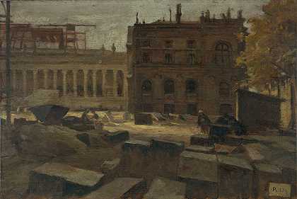 拆除L宫殿工业，在香榭丽舍大街`La démolition du Palais de lIndustrie, aux Champs~Élysées (1899) by Eugène Trigoulet