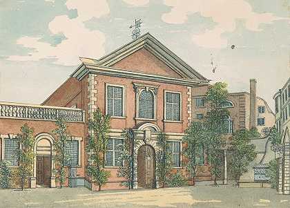 理发师s厅`Barbers Hall (between 1794 and 1800) by Samuel Ireland