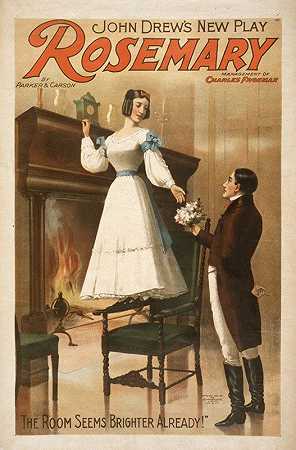 约翰·德鲁罗斯玛丽，这是一出新戏`John Drews new play, Rosemary (1896) by Strobridge and Co. Lith.