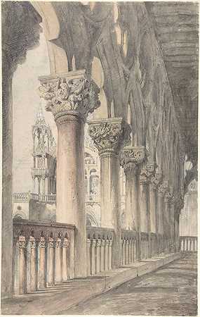 威尼斯公爵宫凉廊`Loggia of the Ducal Palace, Venice (1849–50) by John Ruskin