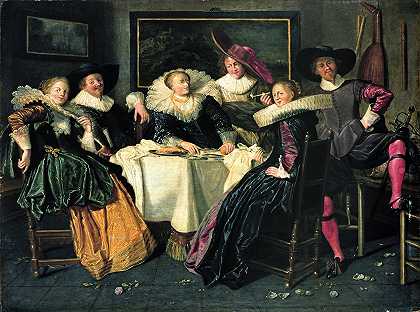 快乐公司`Merry Company (1628) by Dirck Hals