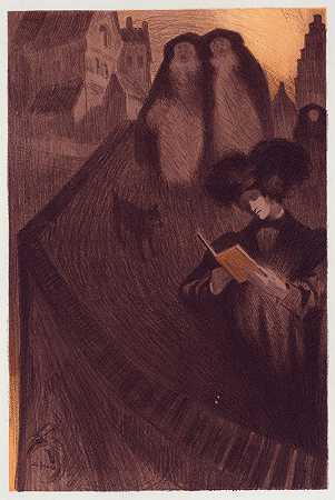 L主控图纸原件海报`Dessin original pour les Maîtres de lAffiche (1898) by Georges de Feure