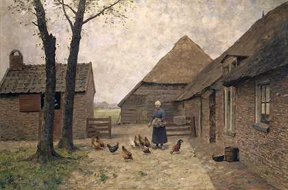 荷兰农场`Dutch Farm by Alphonse Stengelin