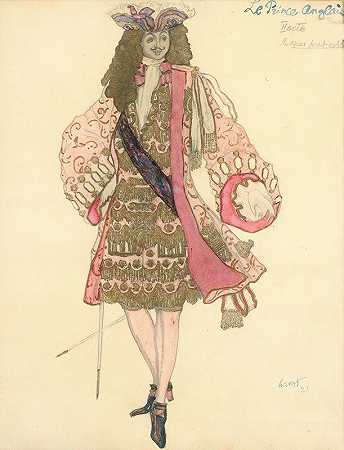 英国王子第二幕服装设计`Costume Design For Act Ii Of Le Prince Anglais (1921) by Léon Bakst