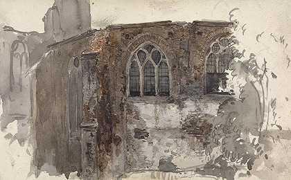 教堂的废墟`Ruïne van een kerk (c. 1834 ~ c. 1893) by Willem Anthonie van Deventer