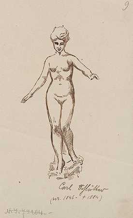 裸体女人。基于卡尔·施吕特的素描s雕塑`A nude woman. Sketch based on Carl Schlüters sculpture (1887) by Stanisław Wyspiański