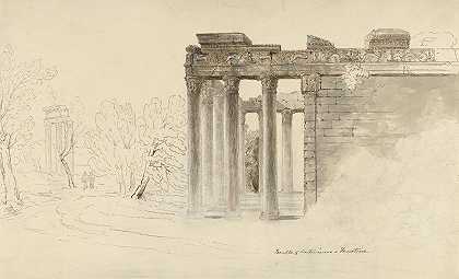 罗马的安东尼努斯和福斯蒂纳神庙`De tempel van Antoninus en Faustina te Rome (1816 ~ 1820) by Hugh William Williams