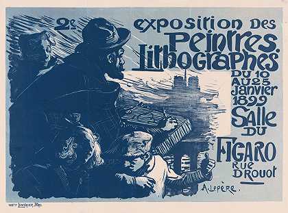 图版画家货车安装图`Affiche voor de tweede tentoonstelling van de Peintres Lithographes (1899~01) by Auguste Louis Lepère