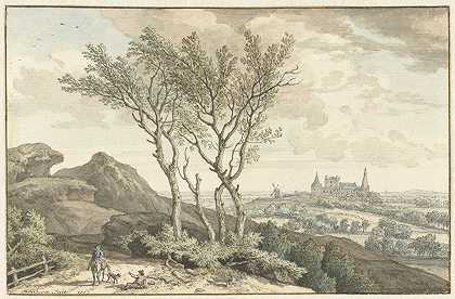 本特海姆城堡景观`Gezicht op het kasteel van Bentheim (1743) by Isaac de Moucheron