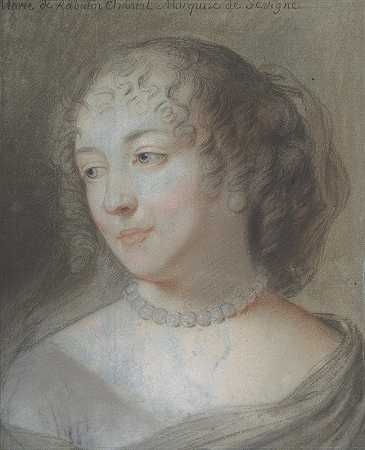 玛丽·德拉布廷·尚塔尔肖像，塞维涅侯爵夫人`Portrait of Marie de Rabutin~Chantal, Marquise de Sévigné (17th century) by After Claude Lefèbvre