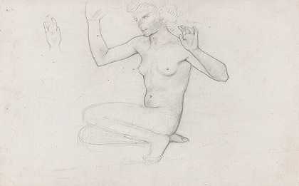 沙发上的裸女`Gehurkte naakte vrouw (1878 ~ 1938) by Richard Nicolaüs Roland Holst
