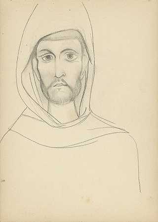 披着兜帽的基督`Christus in een mantel met kap (1869 ~ 1925) by Antoon Derkinderen