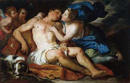 戴安娜和恩迪米翁`Diana and Endymion (1690) by Johann Michael Rottmayr