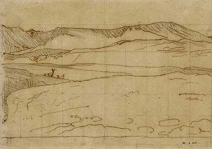 景观D东方山区`Paysage dOrient montagneux (19th century) by Antoine-Louis Barye