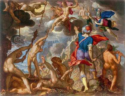 众神与巨人之间的战争`The Battle Between The Gods and The Giants (C. 1608) by Joachim Wtewael