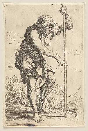带着拐杖的农民`Peasant with Staff (1656 ~ 1657) by Salvator Rosa