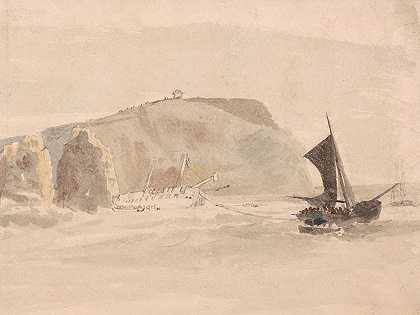怀特岛针叶下的海难`Shipwreck off the Needles, Isle of Wight by Peter DeWint