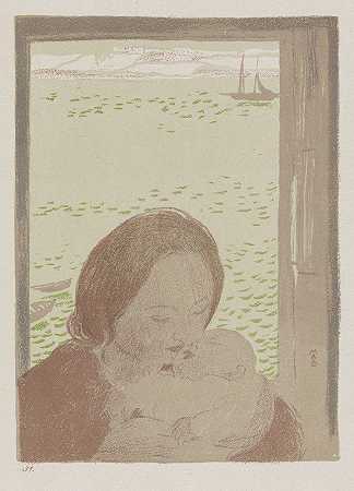海上产房，或脉冲产房`Maternité devant la mer, ou Maternité au Pouldu (1900) by Maurice Denis