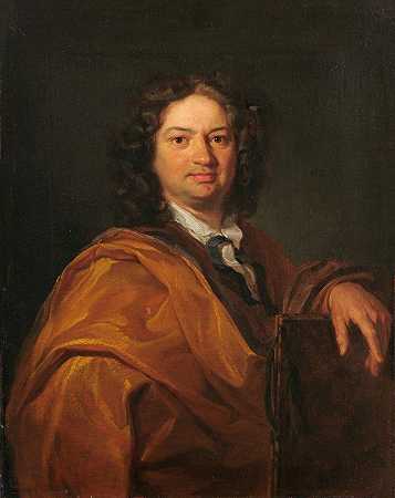一位不知名艺术家的肖像`Portrait of an Unknown Artist (1703) by Johann Rudolf Huber the elder