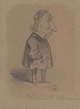 路易·玛丽·德拉哈耶（Louis Marie de la Hague）漫画，科梅宁子爵（又名蒂蒙）`Caricature of Louis Marie de la Haye, Vicomte de Cormenin (alias Timon) (1859) by Hippolyte Mailly