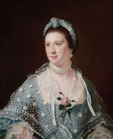 博伊尔夫人的肖像`Portrait Of The Hon Mrs Boyle (between 1734 and 1797) by Joseph Wright of Derby