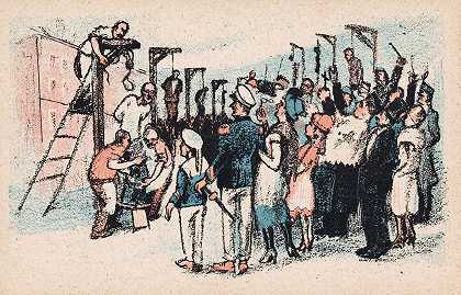 有几个人被公开绞死`Meerdere mensen worden publiekelijk opgehangen (1920) by Mihály Biró