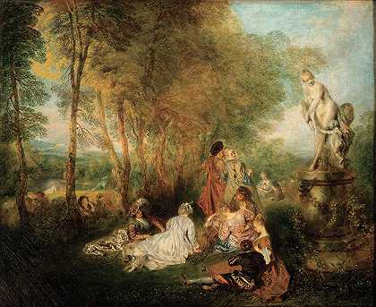 爱的盛宴`The Feast of Love (circa 1718~1719) by Jean-Antoine Watteau