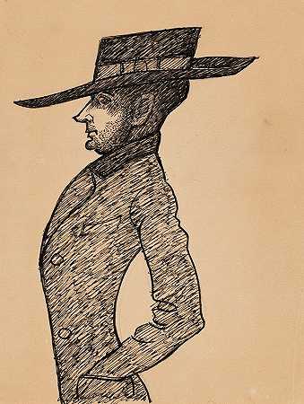 艺术家马库斯·柯林，漫画`Artist Marcus Collin, caricature (1933) by Ilmari Aalto
