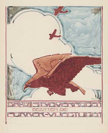 为“福克飞机”设计广告`Ontwerp voor reclame voor `Fokker~Vliegtuigen (1906) by Reijer Stolk