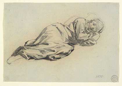 斜倚图`Reclining Figure (ca. 1835) by Denis Auguste Marie Raffet