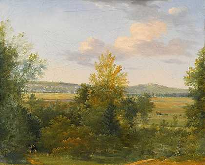 两位旅行者的田园风光`Pastoral landscape with two travellers (1813) by Achille Etna Michallon