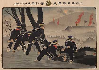 为伟大的日本帝国欢呼第一军攻占凤凰城`Hurrah for the Great Empire of Japan; The First Army Captures Fenghuangcheng (1894) by Kobayashi Kiyochika