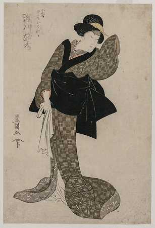 Segawa Roko作为Hachizo和她的妻子Ohatsu`Segawa Roko as Hachizos Wife Ohatsu (c. 1805) by Toyokuni Utagawa