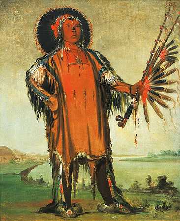 哈纳塔努·马乌克，狼首领，部落首领`Ha~Na~Tá~Nu~Maúk, Wolf Chief, Head Chief of The Tribe (1832) by George Catlin