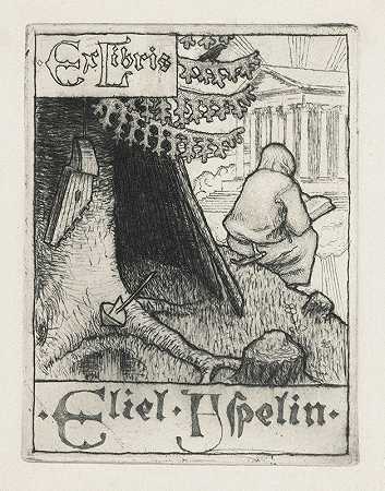书中的埃利尔·阿斯佩林`Eliel Aspelinin Ex libris (1897) by Akseli Gallen-Kallela