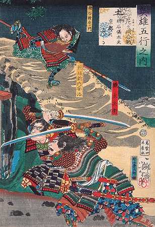 世界明石纪代ū在Amagasaki战役中奔赴京都`Earth; Akashi Gidayū Races to Kyoto during the Battle of Amagasaki (1867) by Tsukioka Yoshitoshi
