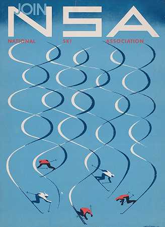加入NSA，国家滑雪协会`Join NSA, National Ski Association (1957) by Herbert Bayer