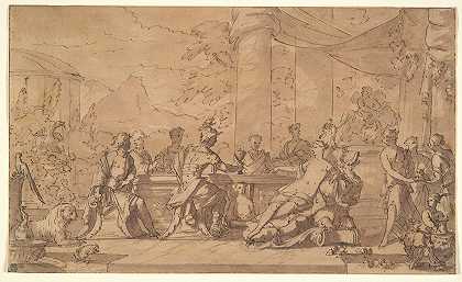 埃涅阿斯和迪多的宴会`The Banquet of Aeneas and Dido (late 17th–mid 18th century) by Mattheus Terwesten
