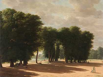 巴黎圣克劳德公园入口`The Entrance to the Park of Saint~Cloud, Paris (1809) by Pieter Rudolph Kleijn