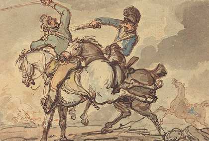 骑兵小冲突`Cavalry Skirmish by Thomas Rowlandson