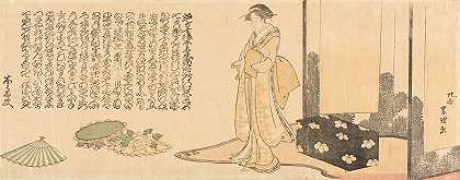 艺妓准备表演`Geisha Preparing for Performance (circa 1800) by Katsushika Hokusai