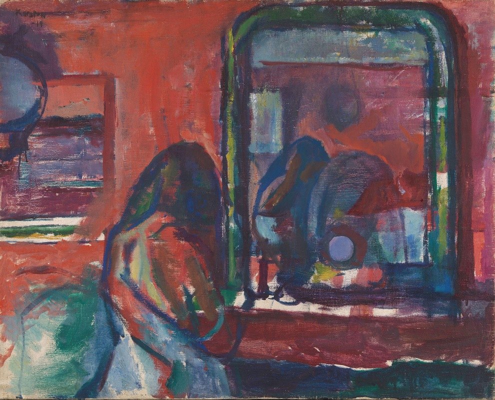 对着镜子`At the Mirror (1914) by Ludvig Karsten