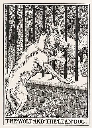 狼和瘦狗`The Wolf and the Lean Dog (1900) by Percy J. Billinghurst
