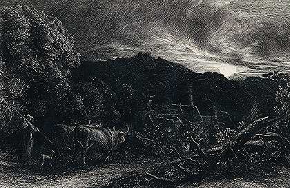 疲倦的农夫`The Weary Ploughman (1858) by Samuel Palmer